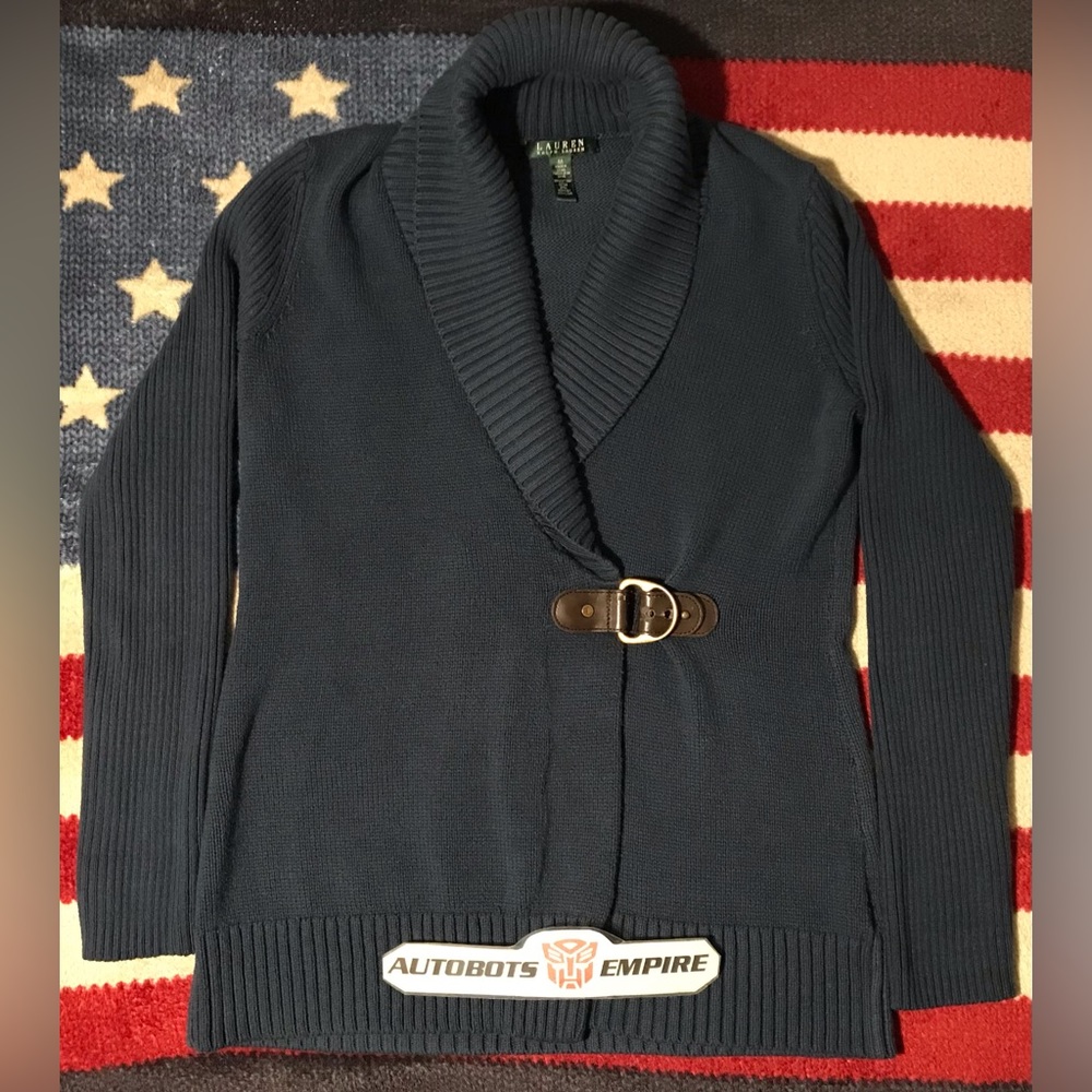 Vintage Womens LAUREN Ralph Lauren Polo Equestrian Cardigan Shawl Sweater M rlpc